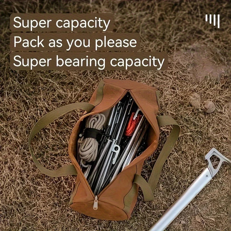 Camping Tools Storage Bag Large Capacity Cylinder Tent Stake Bag Lightweight Tent Peg Ground Nail Holder Bag for Outdoor Camping