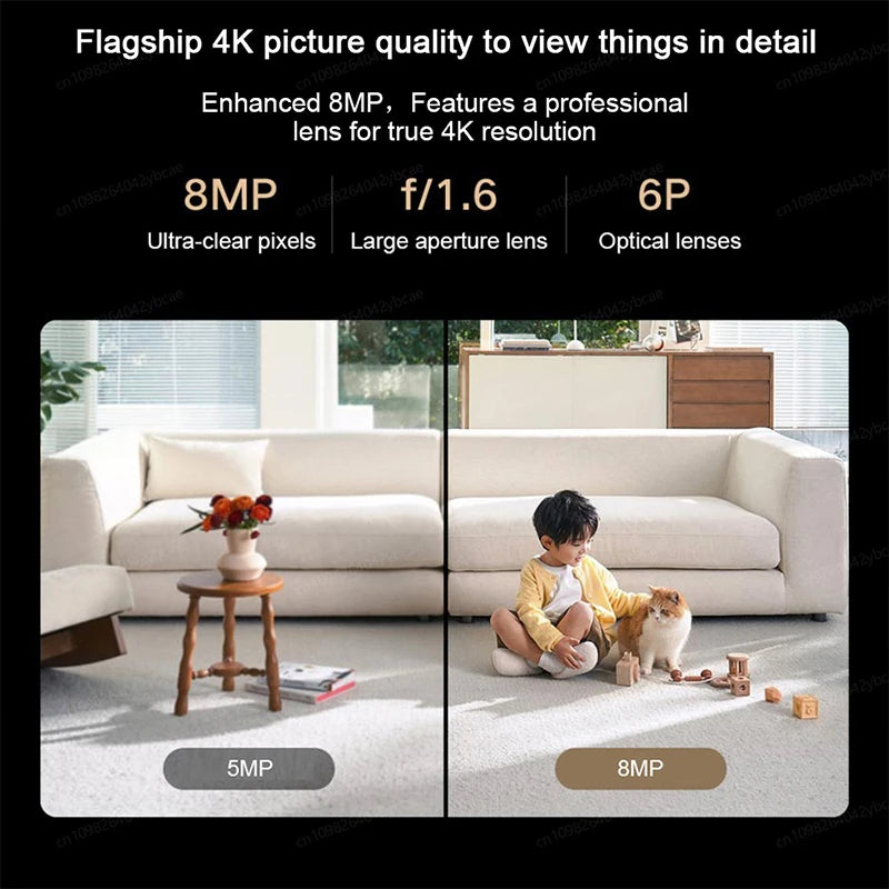 XIAOMI 360° Smart Camera 4，Dual-band Wi-Fi 6，8MP 4K HDR AI Tracking，Home Security Baby Monitor，Chinese Version With Adapter