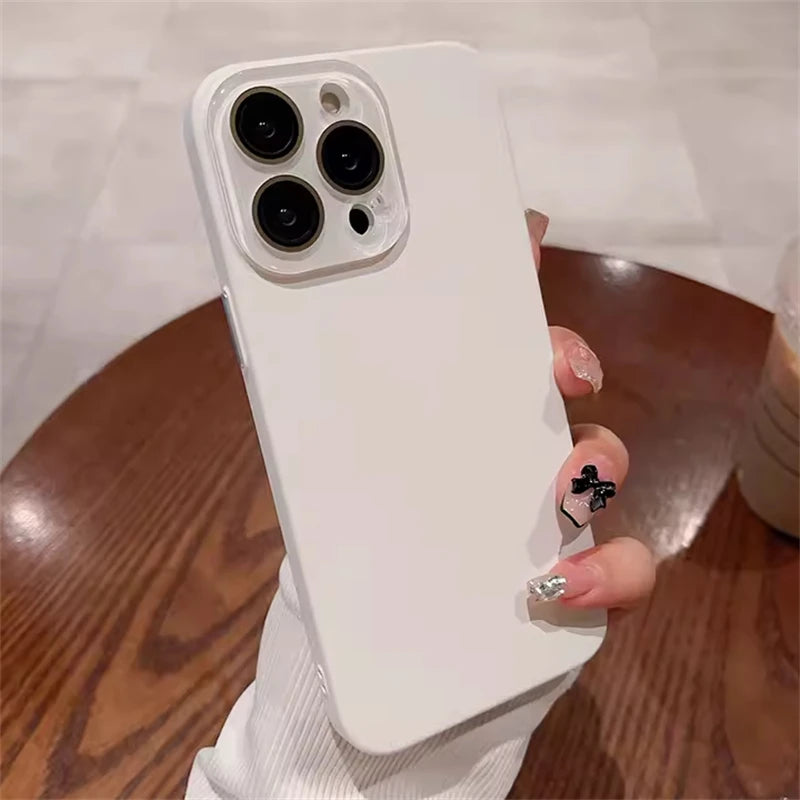 Simple Skin Friendly Matte Full Coverage Lens Protection Case For iPhone 16 15 14 13 12 11 Pro Max Plus Hard PC Shockproof Cover