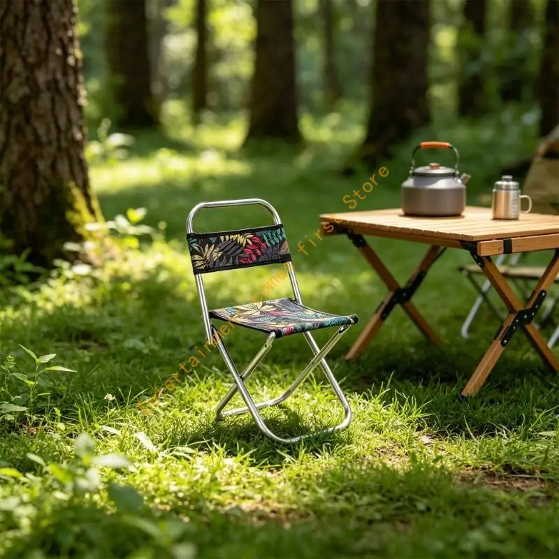 Camping Folding Stool with Backrest, Fabric and Metal Frame for Fishing, Event Seating, Park Breaks, Home Sitting, and Daily