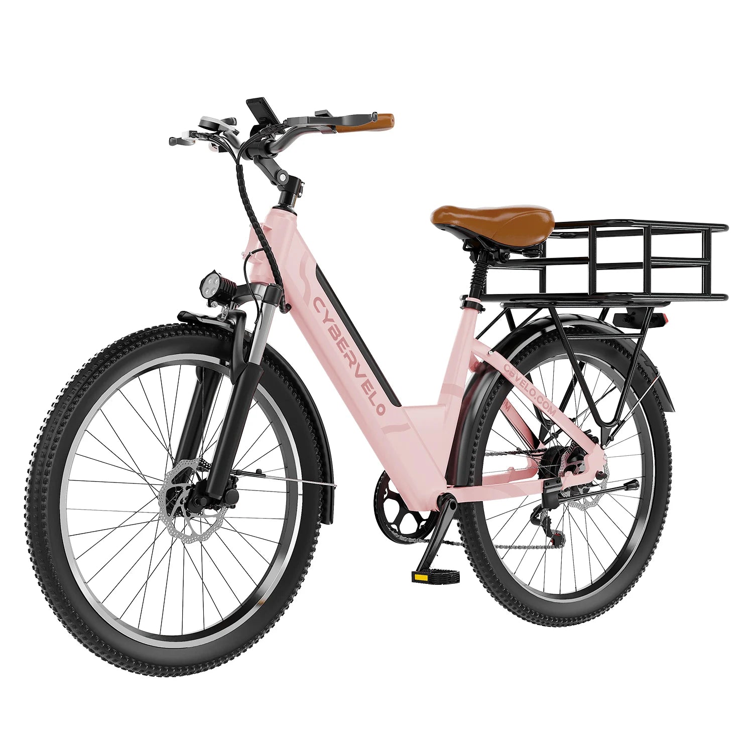 Cybervelo Urban Commute E-Bike, 48V 1000W Peak Motor Detachable Battery 7-Speed Shift Electric Bike 26" Step-Thru Adults EK2