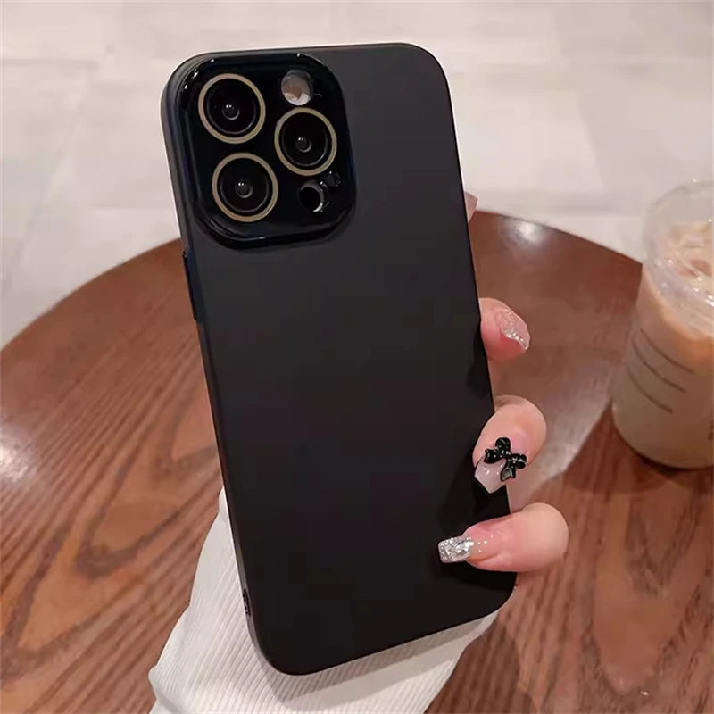 Simple Skin Friendly Matte Full Coverage Lens Protection Case For iPhone 16 15 14 13 12 11 Pro Max Plus Hard PC Shockproof Cover