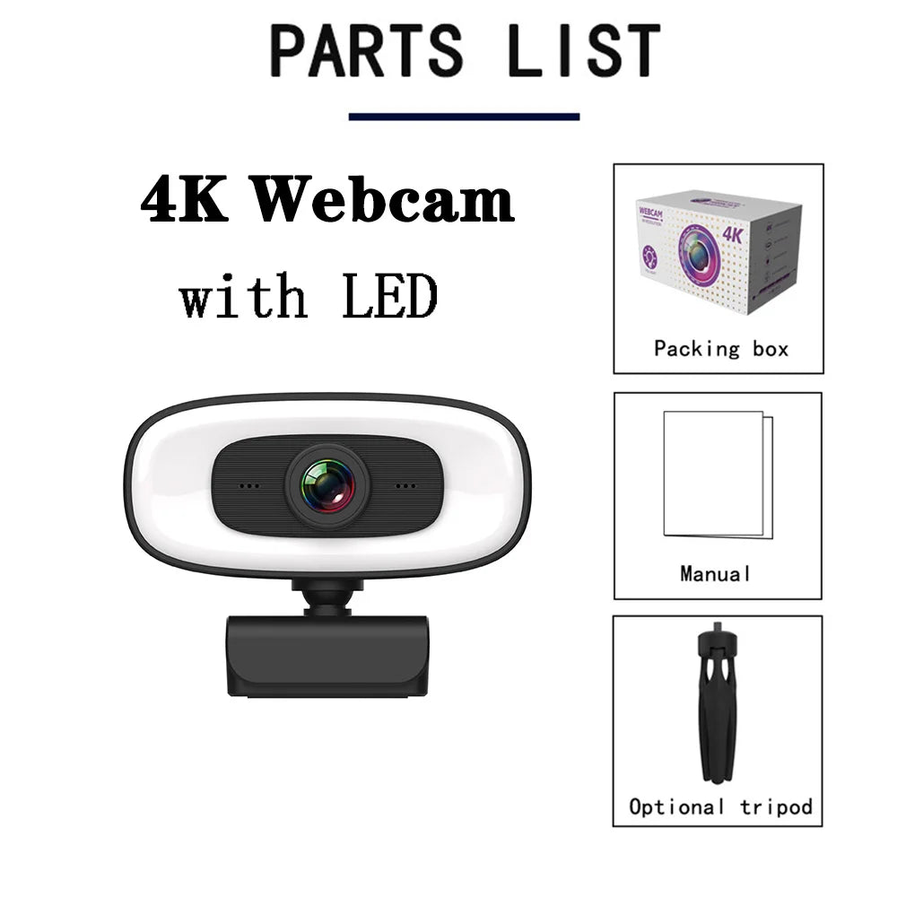 Webcam 4K 1080P Mini Camera 2K Full HD Webcam With Microphone 15-30fps USB Web Cam For Youtube PC Laptop Video Shooting Camera
