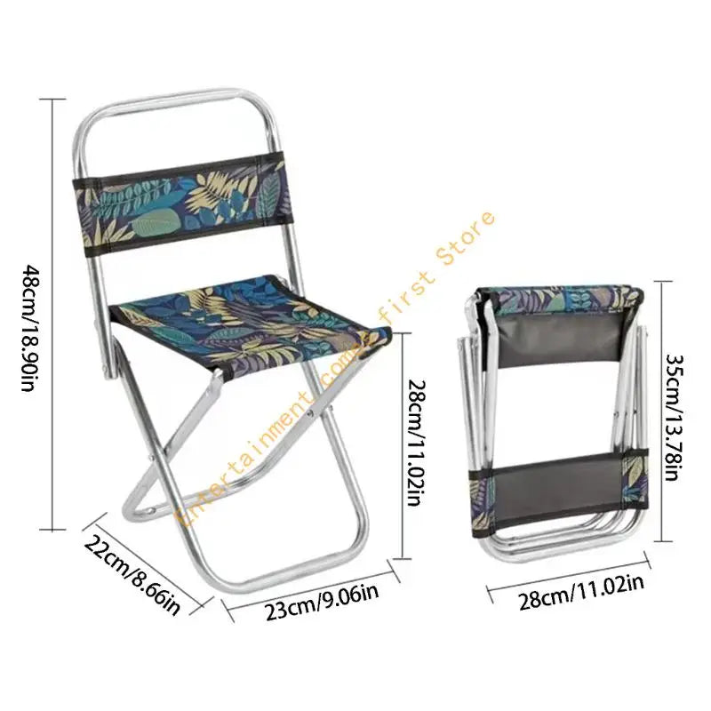 Camping Folding Stool with Backrest, Fabric and Metal Frame for Fishing, Event Seating, Park Breaks, Home Sitting, and Daily