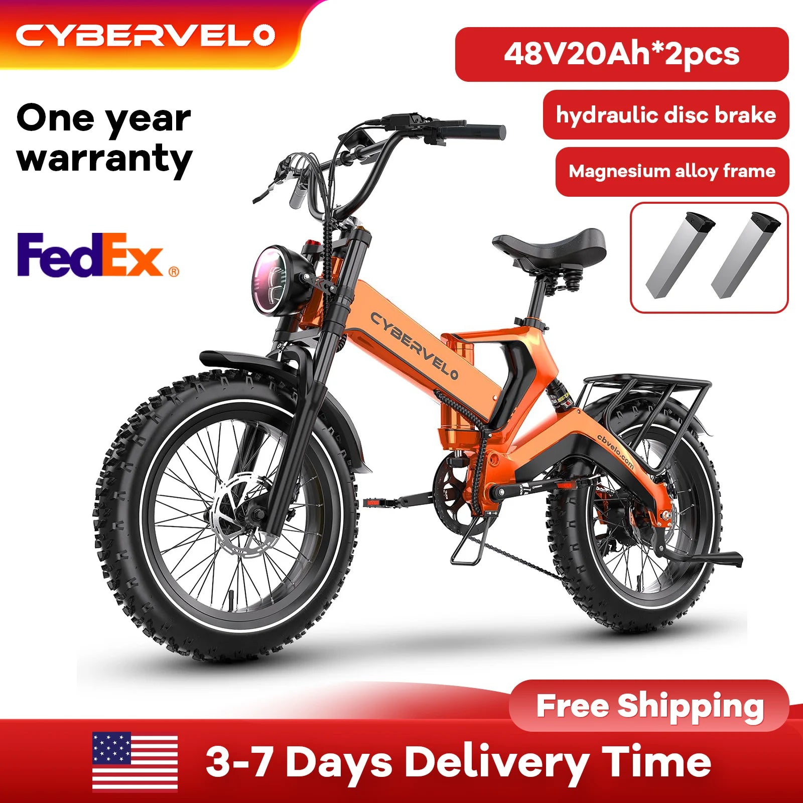 Cybervelo 2000W Peak Folding Electric Bike 20"x4.0 Fat Tire Adults Ebike Dual 20Ah Battery 35MPH 100 Miles Range Offroad E Bicycle EK6