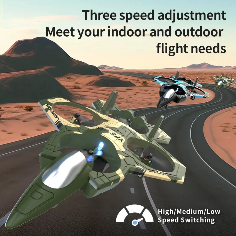 2025 New Fighter Quadcopter Drone Stunt Light RC Aircraft Four Channel Hovering Alta Altitude Rolling Special Effect ﻿