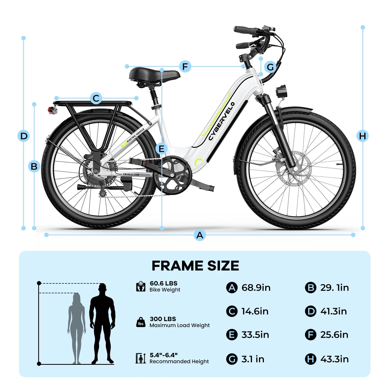 Cybervelo 26" Step-Thru Commuter, 1000W Peak 48V 25Ah Detachable Battery, Long Range 7-Speed Shift Electric Bike for Adult EK7