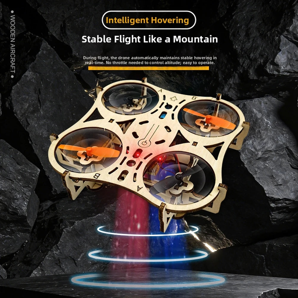 DIY Wooden Drones Kit with Stable Hovering Capability No Throttle Adjustment Needed Ideal for First Time Flyers