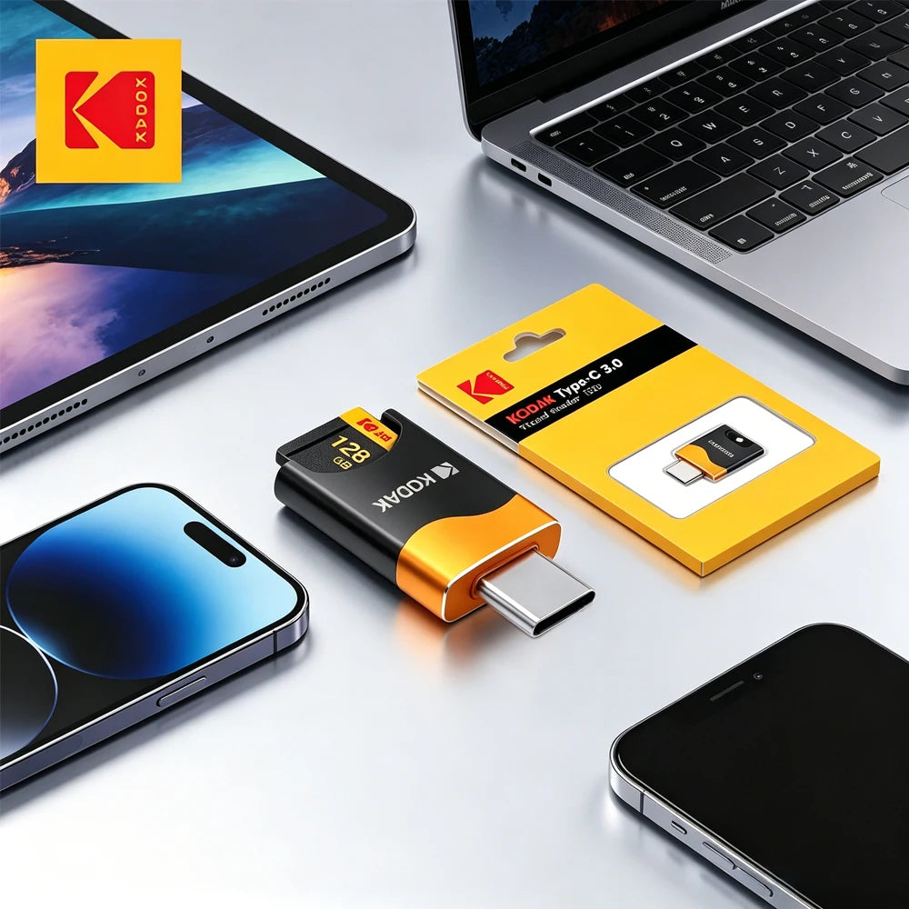 KODAK T330 Type-C TF Card Reader High-Speed OTG Adapter for Smartphones Tablets PC USB C Micro SD Memory Card