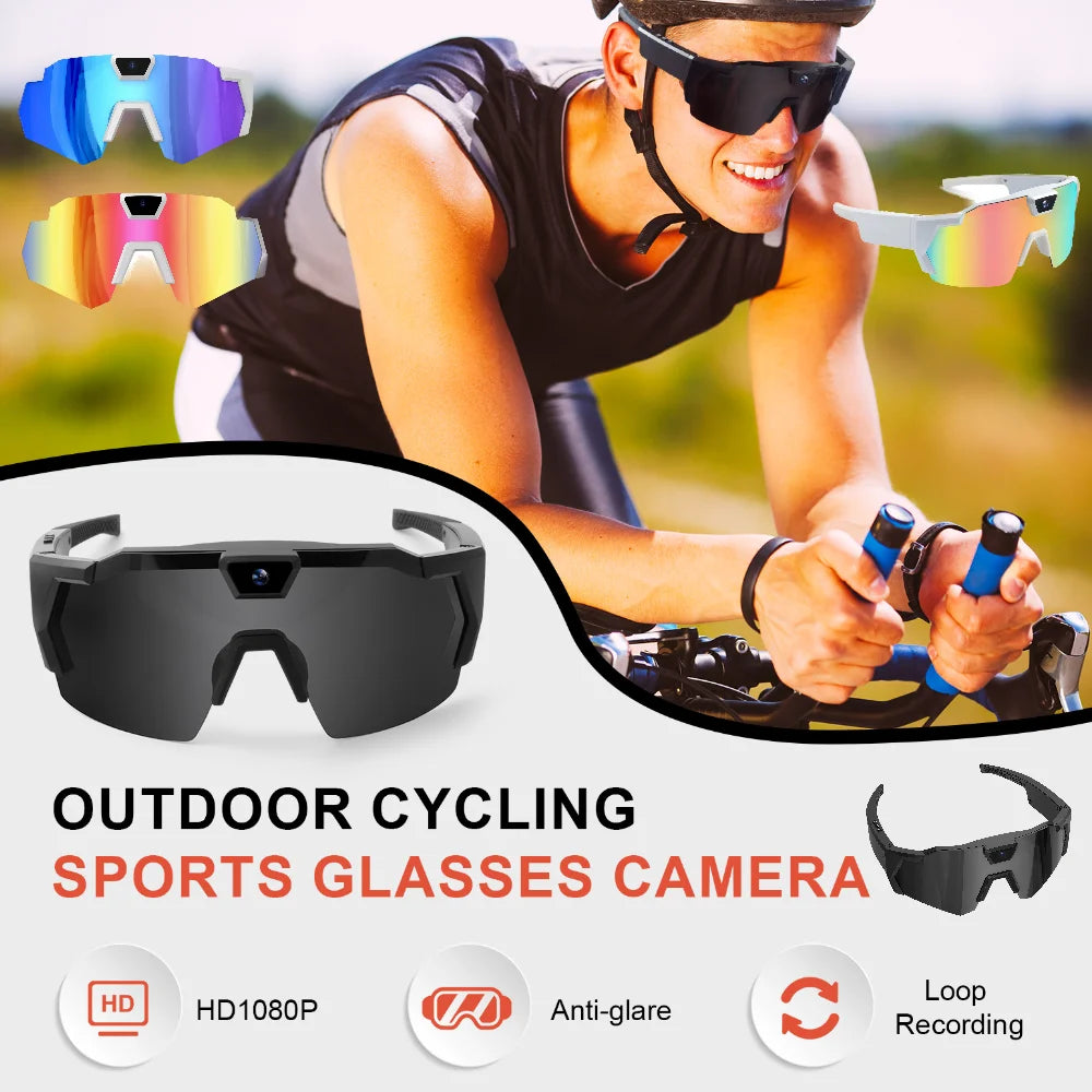 Smart Camera Sport Sunglasses & Anti-Glare Lens HD 1080P POV Video Recorder for Cycling Skiing Lightweight Comfortable Goggles