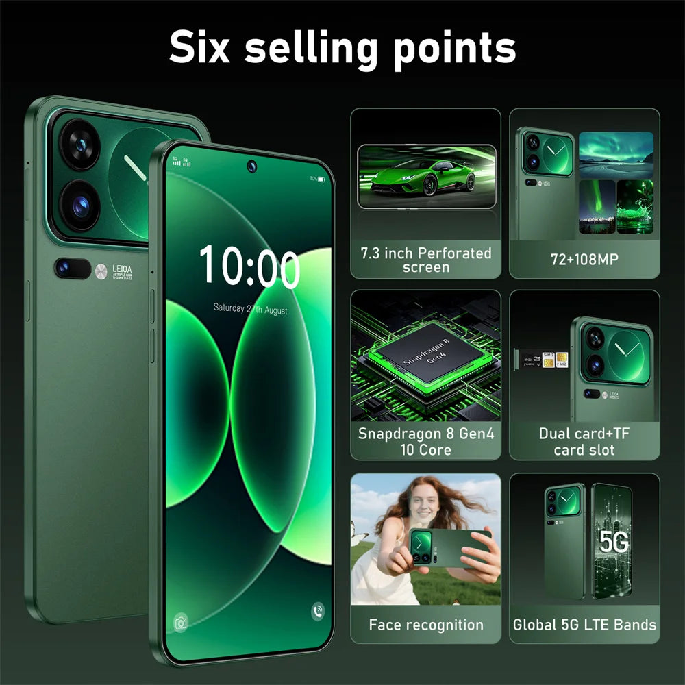New Smartphone 5G 7.3HD For M17 Pro Max Dual Sim Card 22G+2TB Cheap Cell Phone Android Smart Mobile Phones Unlocked 8000mAh