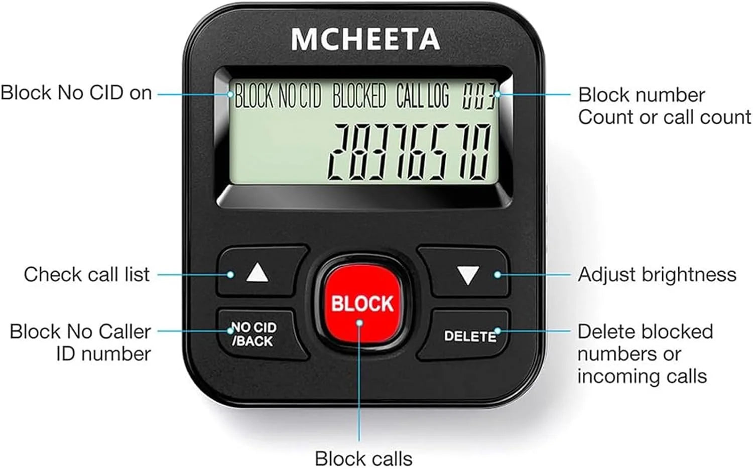 Call Blocker for Landline Phones, Caller ID Box Landline Device with Blacklist, Simply Block All Unwanted Calls, Robocalls
