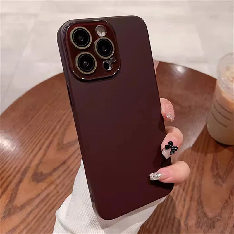 Simple Skin Friendly Matte Full Coverage Lens Protection Case For iPhone 16 15 14 13 12 11 Pro Max Plus Hard PC Shockproof Cover