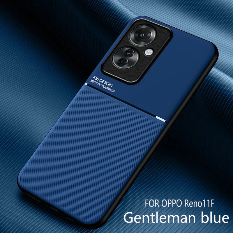 For OPPO Reno11F 5G Case Car Magnetic Holder Leather Plate Phone Cases For OPPO Reno11 F Reno 11F 11 F 5G Soft Frame Back Cover