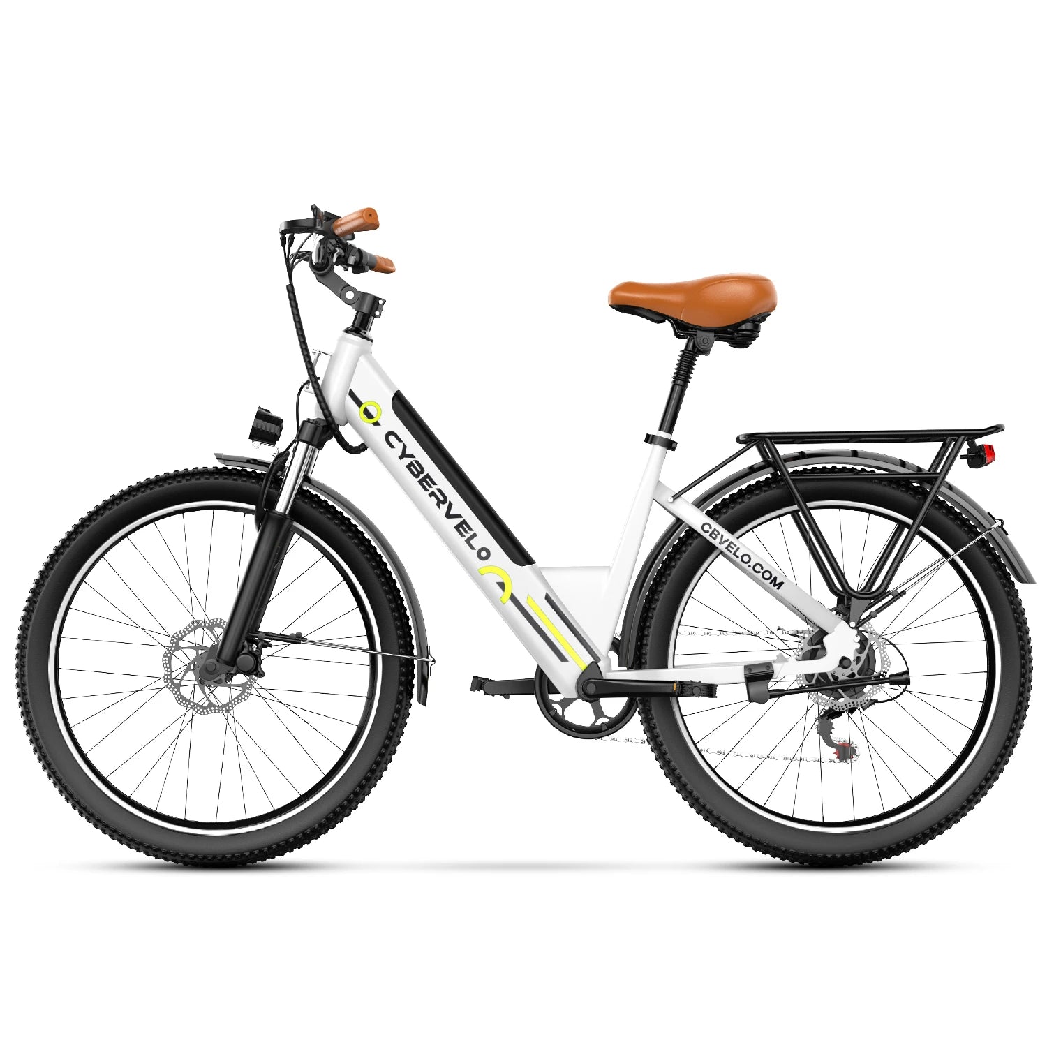 Cybervelo Urban Commute E-Bike, 48V 1000W Peak Motor Detachable Battery 7-Speed Shift Electric Bike 26" Step-Thru Adults EK2