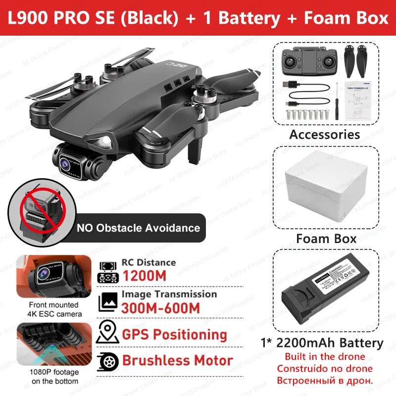 LYZRC L900 PRO SE MAX GPS Drone 4K Professional Dual Camera Brushless 360 Obstacle Avoidance 5G WIFI FPV Foldable RC Quadcopter