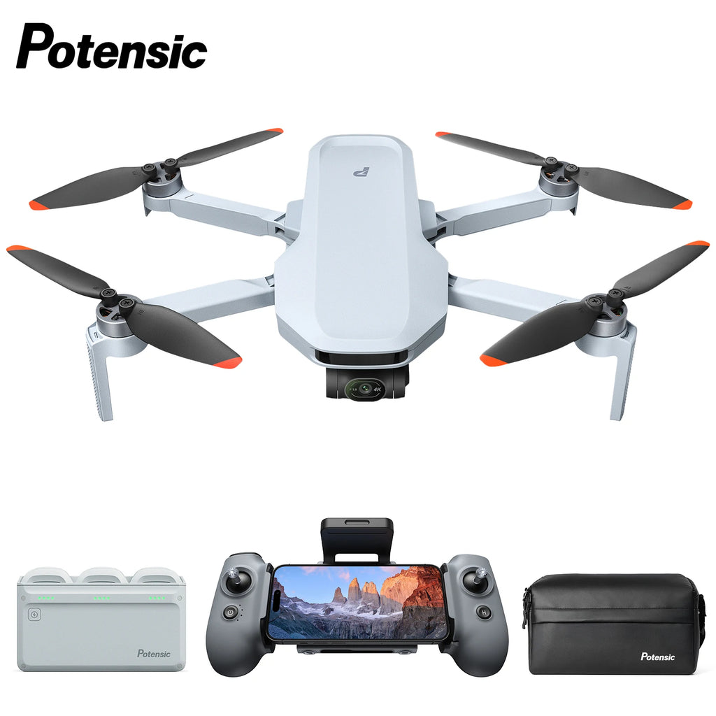 Potensic Drone ATOM 2 Fly More Combo 8K HDR Drone10KM Transmission, AI Tracking, 48MP Camera, Under 249g Foldable RC Quadcopter