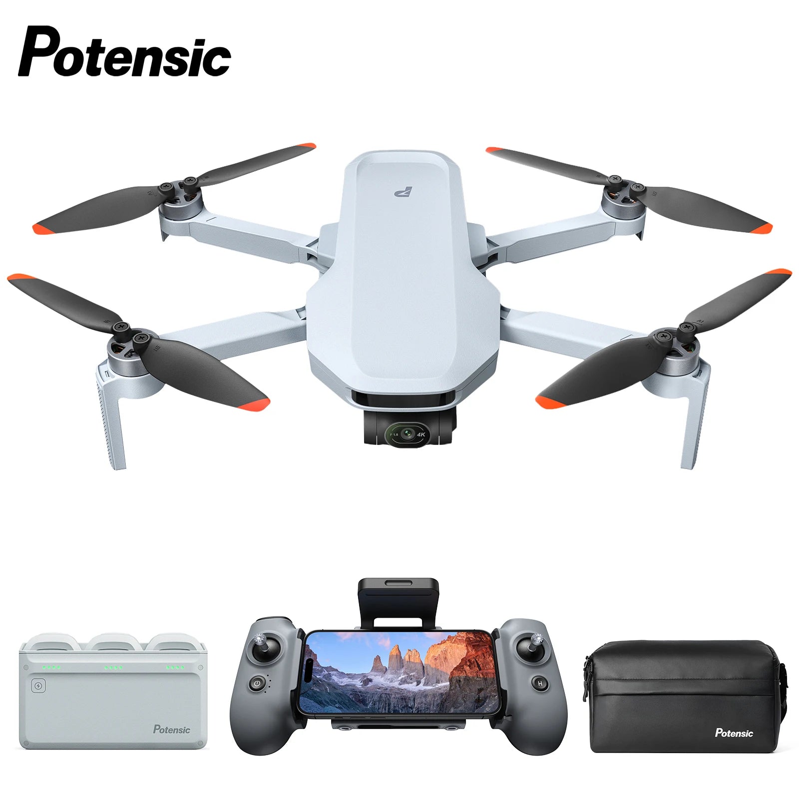 Potensic Drone ATOM 2 Fly More Combo 8K HDR Drone10KM Transmission, AI Tracking, 48MP Camera, Under 249g Foldable RC Quadcopter