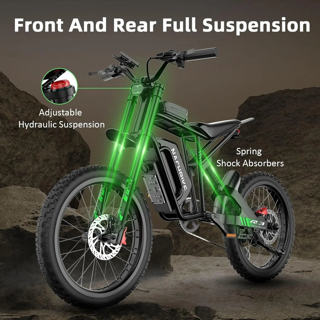 R3 45MPH Electric Dirt Bike 60V25Ah 1200Wh Battery 6000W Electric Bike Max 50Miles 19" Motorcycle Dual Hydraulic Brake