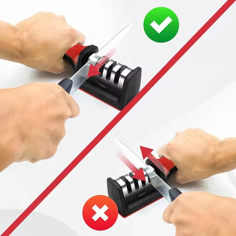 3 Segment Kitchen Knife Sharpener Multifunctional Hand Held Sharpening Tool Household Three-purpose Whetstone for Kitchen Knives