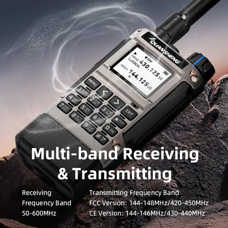 Quansheng UV-K1(8) Air Band Walkie Talkie 50-600MHz Full Band Receive UHF VHF Ham Radio Wireless Frequency Copy Type-C Charging