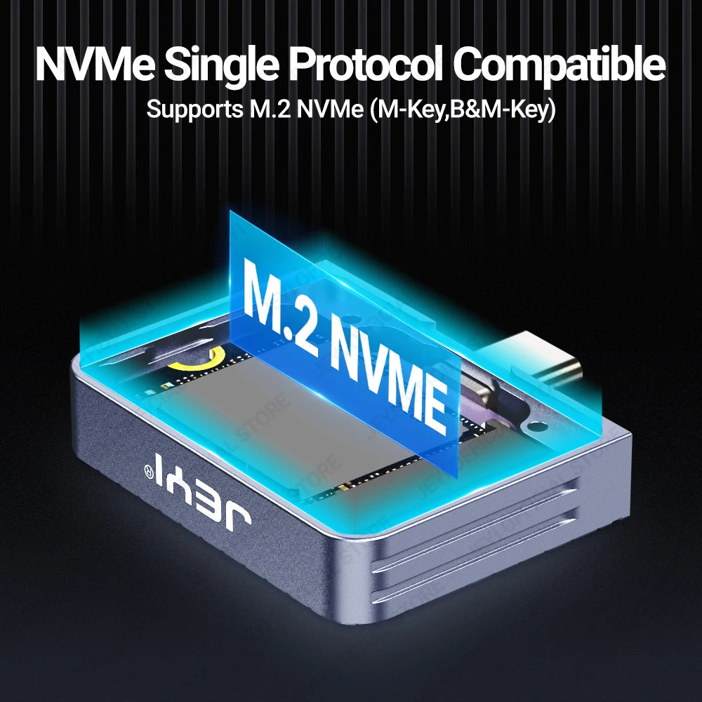 JEYI 2230 M.2 NVMe SSD Enclosure-USB 3.2 (10Gbps)Aluminum Enclosure with Magnetic Protective Cover,Direct-plug Design,TYPE-C