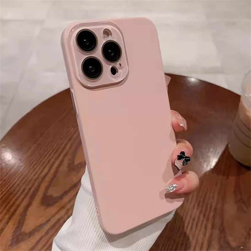 Simple Skin Friendly Matte Full Coverage Lens Protection Case For iPhone 16 15 14 13 12 11 Pro Max Plus Hard PC Shockproof Cover