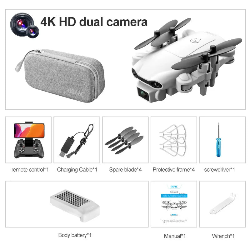 4DRC V9 Mini Drone with 4K 1080P HD Camera WiFi FPV RC Drones Air Pressure Altitude Hold Foldable Quadcopter Dron Gift Toys Gray