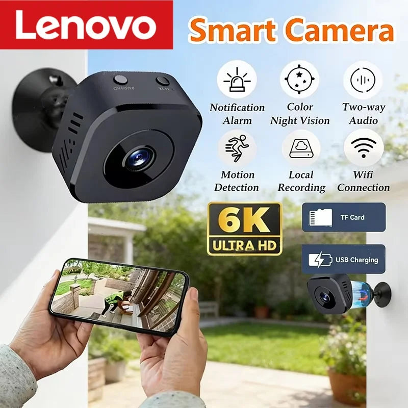 Lenovo Mini Security Camera Pro 4K FullHD WiFi Surveillance With 2 Way Audio Motion Detection Infrared Night Vision Security Cam
