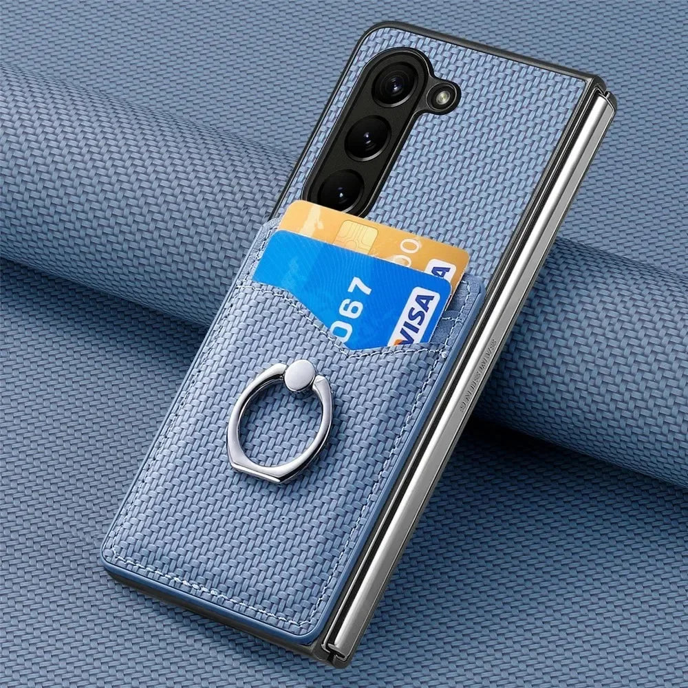 PU Leather for Samsung Galaxy Z Fold 7 6 5 4 3 5G Wallet Phone Case with Credit Card Slot Holder Shockproof Ring Stand Cover