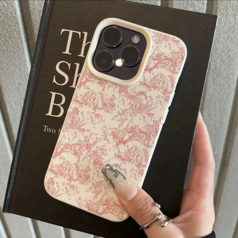Pink Floral Lichee Pattern For IPhone 17 17Air 16 15 14 13 12 11 Pro Max Case Silicone Cover For IPhone 16 15 14 Plus Plus Case