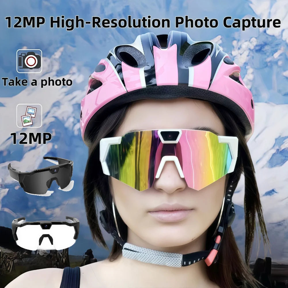 Smart Camera Sport Sunglasses & Anti-Glare Lens HD 1080P POV Video Recorder for Cycling Skiing Lightweight Comfortable Goggles