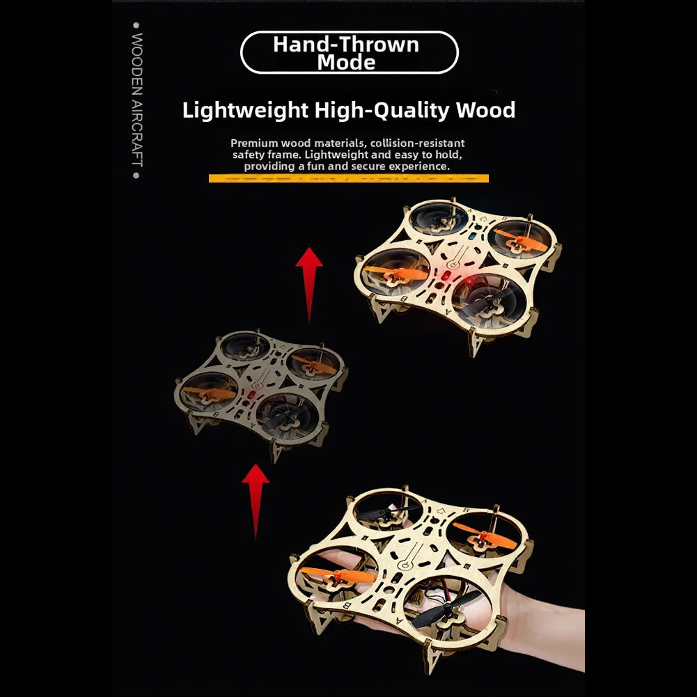 DIY Wooden Drones Kit with Stable Hovering Capability No Throttle Adjustment Needed Ideal for First Time Flyers