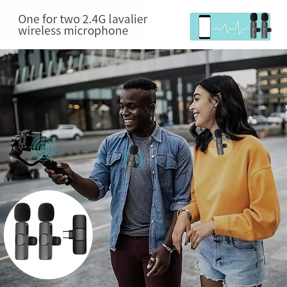 Brazil Mini Wireless Lavalier Microphone Noise Cancelling for iPhone Android Cameras - Portable Wireless Mic for Live Interviews
