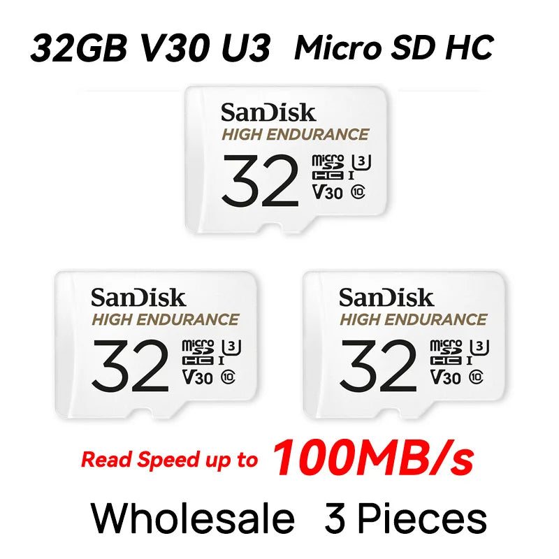 SanDisk V30 High endurance Micro SD Memory Card C10 U3 4K 32G 64G 128G 256G 100MB/s TF Card for Security Camera Dash Cam Phone