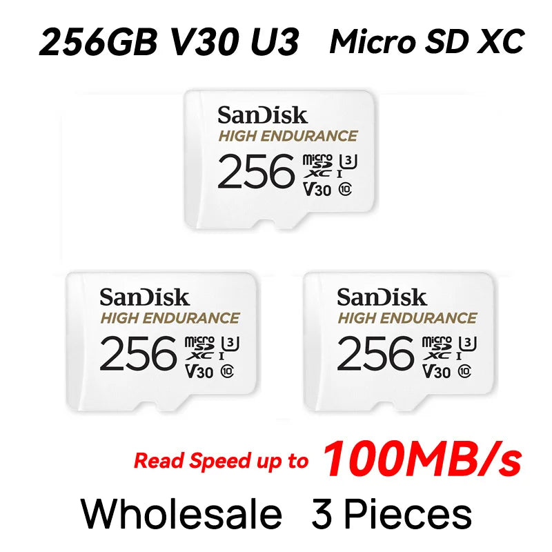 SanDisk V30 High endurance Micro SD Memory Card C10 U3 4K 32G 64G 128G 256G 100MB/s TF Card for Security Camera Dash Cam Phone