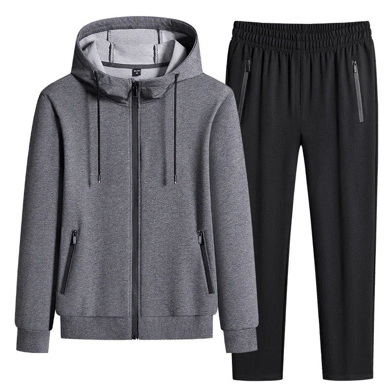 Plus Size tracksuits Men Sportswear Sets New Spring Autumn Clothing Hooded Pants Suit Male 2 Pieces Sweatshirt + Sweatpants 8XL