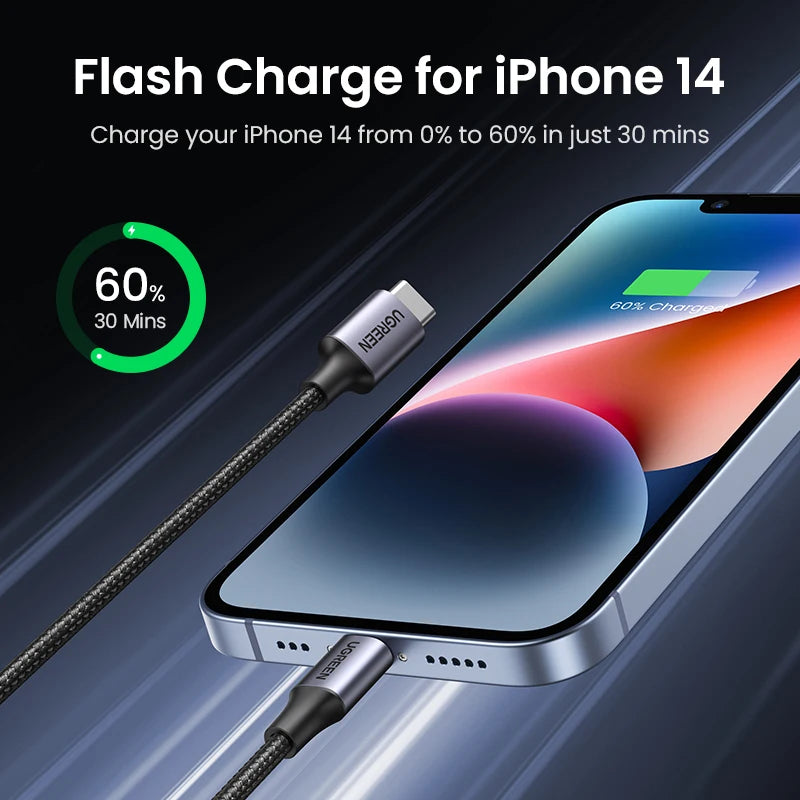 UGREEN MFi 20W PD USB C to Lightning Cable for iPhone 14 13 12 Pro Max Fast Charging Type C Cable for iPhone for iPad