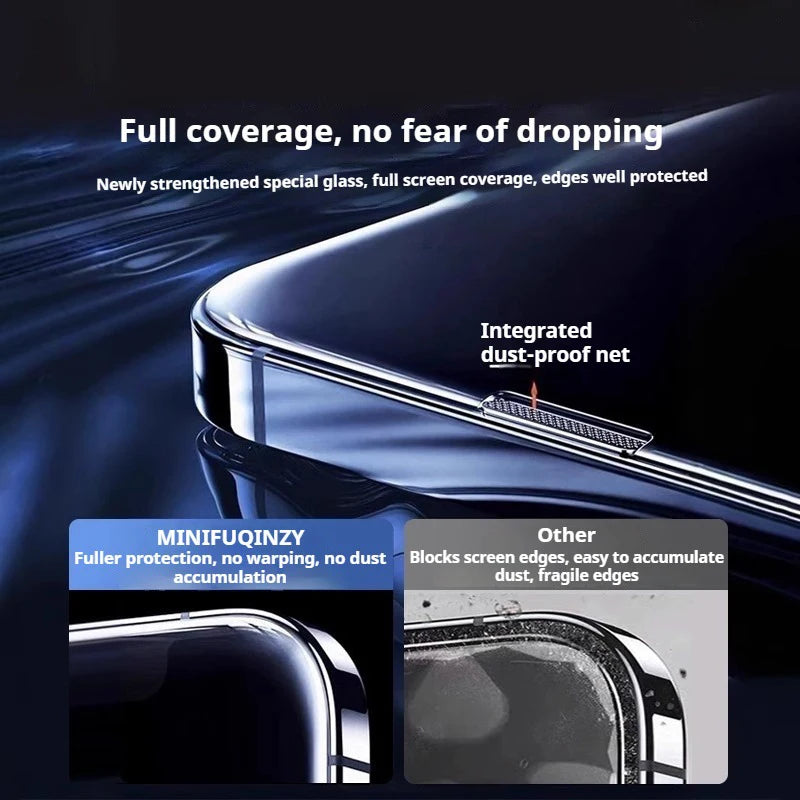 Cut Edge Anti Dust Mesh 0.5mm Privacy Tempered Glass For iPhone 17 15 16 Pro Max Screen Protector 17 Air Plus Luxury Full Cover