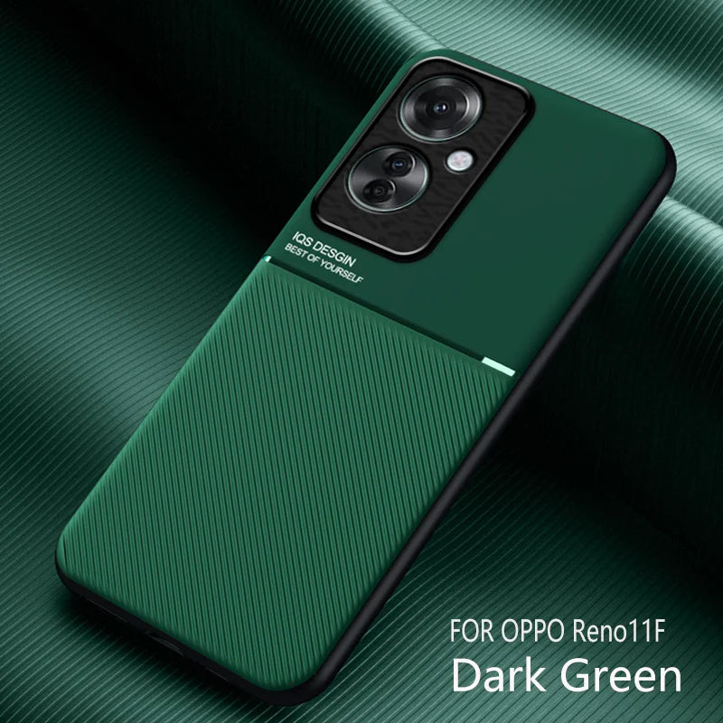 For OPPO Reno11F 5G Case Car Magnetic Holder Leather Plate Phone Cases For OPPO Reno11 F Reno 11F 11 F 5G Soft Frame Back Cover
