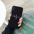 Abstract Art Line Love Heart Pattern Phone Case for IPhone 15 Pro MAX 14 13 12 7 XS 11 XR X 8 Plus SE2 Black Silicone Soft Cover