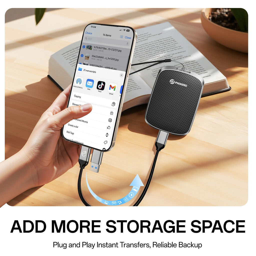 PHIXERO 1TB External SSD 128GB 256GB 512GB 1TB Up to 550MB/S Portable Solid State Drive Storage PSSD 5Gbps For Tablets Laptops