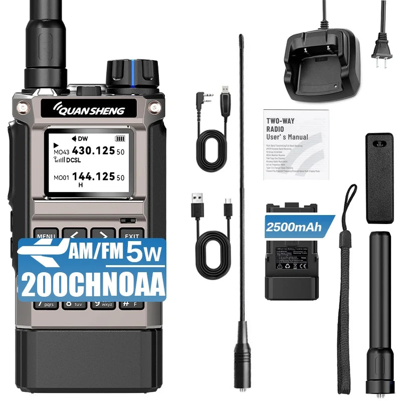 Quansheng UV-K1(8) Air Band Walkie Talkie 50-600MHz Full Band Receive UHF VHF Ham Radio Wireless Frequency Copy Type-C Charging