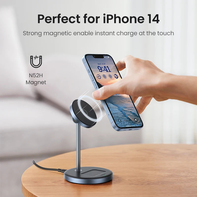 UGREEN Magnetic Wireless Charger Stand 7.5W 2-in-1 Charging Stand For iPhone 16 17 Pro Max/iPhone 14/AirPods Fast Charger