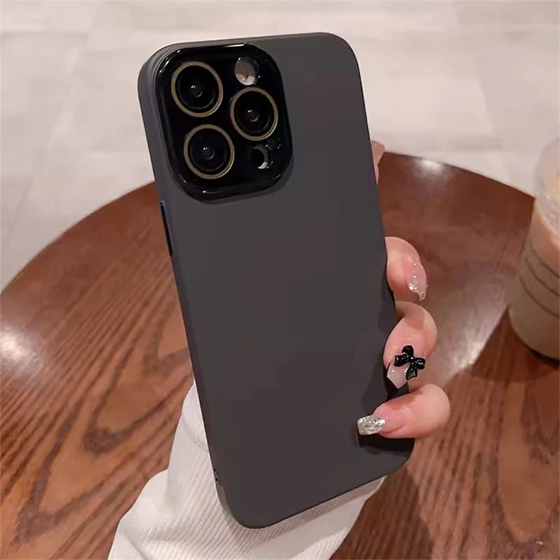 Simple Skin Friendly Matte Full Coverage Lens Protection Case For iPhone 16 15 14 13 12 11 Pro Max Plus Hard PC Shockproof Cover