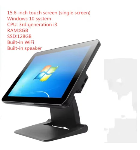 NEW 15.6 Inch Touch Screen Desktop POS Terminal Cash Register POS System All in One Windows 10 Support Folding PC I3 RAM 8GB