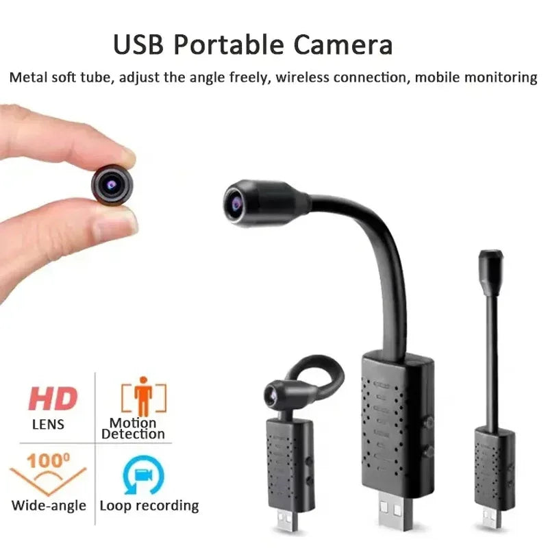 Mini 4K USB WiFi Surveillance Camera Flexible Lens Cable Motion Detection Video Recorder Portable Security Monitoring Camcorder