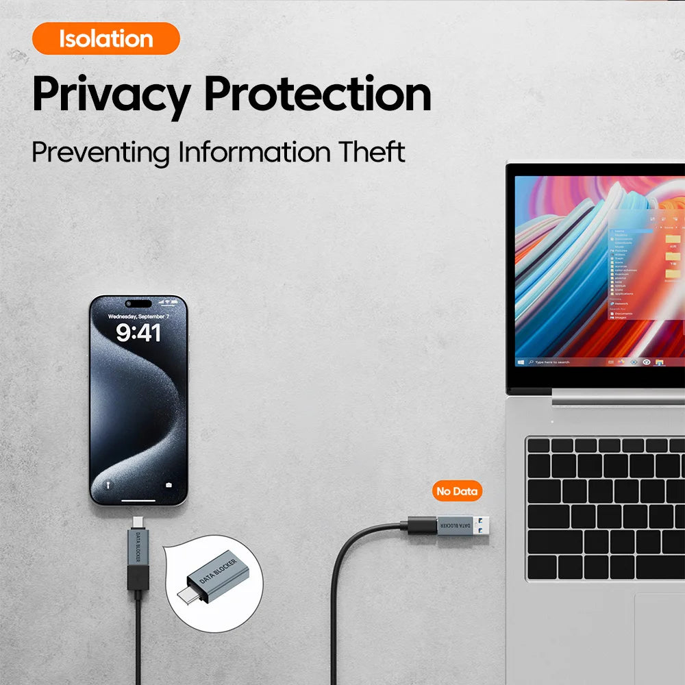 USB Data Blocker Anti Hacking Charge-Only Convenient Data Sync Blockers USB Defenders For Travel Charging Anti Privacy Leak