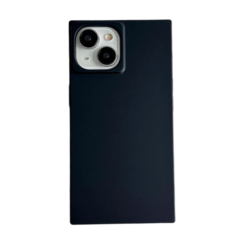 Simple Fashion Matte Black Rectangle Frame Phone Case For iPhone 17 16 15 13 14 12 Pro Max IMD TPU Shockproof Back Cover
