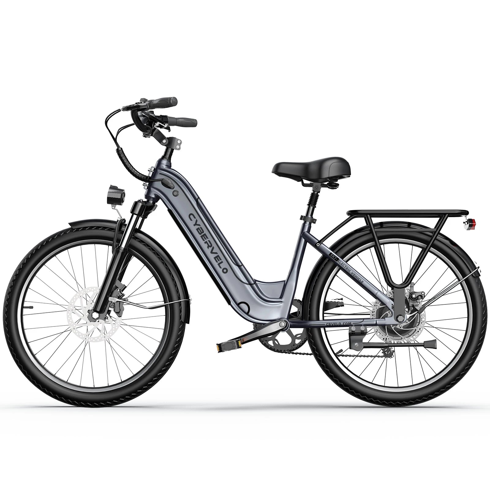 Cybervelo 26" Step-Thru Commuter, 1000W Peak 48V 25Ah Detachable Battery, Long Range 7-Speed Shift Electric Bike for Adult EK7